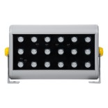 GLOBOSTAR® FLOOD-HENA 90642 Προβολέας Σποτ Wall Washer LED 36W 3600lm 30° DC 24V Αδιάβροχο IP65 RGB DMX512 Dimmable - Ασημί - Μ30 x Π6 x Υ17cm - 3 Χρόνια Εγγύηση