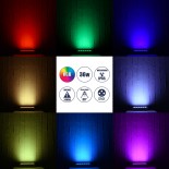 GLOBOSTAR® FLOOD-HENA 90642 Προβολέας Σποτ Wall Washer LED 36W 3600lm 30° DC 24V Αδιάβροχο IP65 RGB DMX512 Dimmable - Ασημί - Μ30 x Π6 x Υ17cm - 3 Χρόνια Εγγύηση