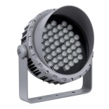 GloboStar® FLOOD-MENA 90646 Προβολέας Wall Washer με Αντιθαμβωτική Γρίλια για Φωτισμό Κτιρίων LED 48W 4320lm 30° AC 220-240V Αδιάβροχο IP65 Φ25 x Υ18cm Θερμό Λευκό 3000K - Ασημί - 3 Years Warranty