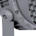 GloboStar® FLOOD-MENA 90646 Προβολέας Wall Washer με Αντιθαμβωτική Γρίλια για Φωτισμό Κτιρίων LED 48W 4320lm 30° AC 220-240V Αδιάβροχο IP65 Φ25 x Υ18cm Θερμό Λευκό 3000K - Ασημί - 3 Years Warranty