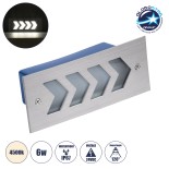 GloboStar® WALLLIGHT-ARINA 90671 Χωνευτό Φωτιστικό Τοίχου LED 6W 690lm 120° DC 24V Αδιάβροχο IP67 Μ17 x Π7 x Υ5.5cm Φυσικό Λευκό 4500K - Ανοξείδωτο Ατσάλι - 3 Years Warranty