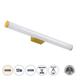 GloboStar® MABEL 60429 Μοντέρνο Φωτιστικό Τοίχου - Απλίκα Καθρέπτη Μπάνιου - Πίνακα LED 12W 1400lm 270° AC 220-240V IP44 Μ60 x Π10 x Υ5cm - Φυσικό Λευκό 4500K - Χρυσό - 3 Years Warranty
