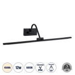 GloboStar® MIRA 60432 Μοντέρνο Φωτιστικό Τοίχου - Απλίκα Καθρέπτη Μπάνιου - Πίνακα LED 12W 1400lm 120° AC 220-240V IP44 Μ60 x Π20 x Υ13cm - Φυσικό Λευκό 4500K - Μαύρο - 3 Years Warranty