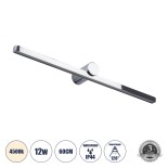 GloboStar® ROSA 60451 Μοντέρνο Φωτιστικό Τοίχου - Απλίκα Καθρέπτη Μπάνιου - Πίνακα LED 12W 1400lm 120° AC 220-240V IP44 Μ60 x Π15 x Υ7cm - Φυσικό Λευκό 4500K - Χρώμιο Νίκελ - 3 Years Warranty