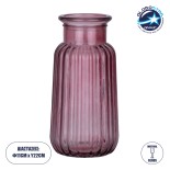 GLOBOSTAR® LAYLA 35604 Διακοσμητικό Γυάλινο Βάζο - Μωβ - Μ11 x Π11 x Υ22cm