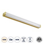 GloboStar® RENATA 60441 Μοντέρνο Φωτιστικό Τοίχου - Απλίκα Καθρέπτη Μπάνιου - Πίνακα LED 12W 1400lm 210° AC 220-240V IP44 Μ60 x Π4 x Υ5.5cm - Φυσικό Λευκό 4500K - Χρυσό - 3 Years Warranty