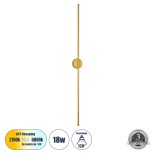 GLOBOSTAR® DIADEM 61334 Μοντέρνο Φωτιστικό Τοίχου - Απλίκα LED 18W 2160lm 120° AC 220-240V IP20 Ρυθμιζόμενο Λευκό CCT με On/Off 2700K/4500K/6000K - Lumileds SMD Chip  - Χρυσό Βούρτσας - Μ10 x Π4 x Υ120cm - 3 Χρόνια Εγγύηση