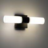GloboStar® ANAIS 60408 Μοντέρνο Φωτιστικό Τοίχου - Απλίκα Καθρέπτη Μπάνιου - Πίνακα 2 x G9 270° AC 220-240V IP44 Μ34 x Π12 x Υ11cm - Μαύρο - 5 Years Warranty