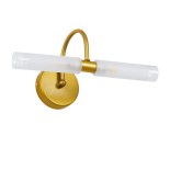 GloboStar® PAOLA 60417 Μοντέρνο Φωτιστικό Τοίχου - Απλίκα Καθρέπτη Μπάνιου - Πίνακα 2 x G9 270° AC 220-240V IP44 Μ31 x Π16 x Υ15cm - Χρυσό - 5 Years Warranty