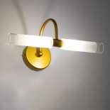 GloboStar® PAOLA 60417 Μοντέρνο Φωτιστικό Τοίχου - Απλίκα Καθρέπτη Μπάνιου - Πίνακα 2 x G9 270° AC 220-240V IP44 Μ31 x Π16 x Υ15cm - Χρυσό - 5 Years Warranty