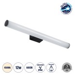 GloboStar® MABEL 60428 Μοντέρνο Φωτιστικό Τοίχου - Απλίκα Καθρέπτη Μπάνιου - Πίνακα LED 12W 1400lm 270° AC 220-240V IP44 Μ60 x Π10 x Υ5cm - Φυσικό Λευκό 4500K - Μαύρο - 3 Χρόνια Εγγύηση