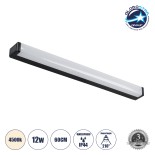 GloboStar® RENATA 60440 Μοντέρνο Φωτιστικό Τοίχου - Απλίκα Καθρέπτη Μπάνιου - Πίνακα LED 12W 1400lm 210° AC 220-240V IP44 Μ60 x Π4 x Υ5.5cm - Φυσικό Λευκό 4500K - Μαύρο - 3 Years Warranty