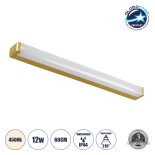 GloboStar® RENATA 60441 Μοντέρνο Φωτιστικό Τοίχου - Απλίκα Καθρέπτη Μπάνιου - Πίνακα LED 12W 1400lm 210° AC 220-240V IP44 Μ60 x Π4 x Υ5.5cm - Φυσικό Λευκό 4500K - Χρυσό - 3 Years Warranty