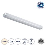 GloboStar® RENATA 60442 Μοντέρνο Φωτιστικό Τοίχου - Απλίκα Καθρέπτη Μπάνιου - Πίνακα LED 12W 1400lm 210° AC 220-240V IP44 Μ60 x Π4 x Υ5.5cm - Φυσικό Λευκό 4500K - Χρώμιο Νίκελ - 3 Years Warranty