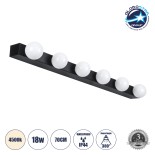 GloboStar® BELLA 60452 Μοντέρνο Φωτιστικό Τοίχου - Απλίκα Καθρέπτη Μπάνιου - Πίνακα LED 18W 2052lm 300° AC 220-240V IP44 Μ70 x Π11 x Υ6cm - Φυσικό Λευκό 4500K - Μαύρο - 3 Χρόνια Εγγύηση