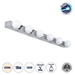 GloboStar® BELLA 60453 Μοντέρνο Φωτιστικό Τοίχου - Απλίκα Καθρέπτη Μπάνιου - Πίνακα LED 18W 2052lm 300° AC 220-240V IP44 Μ70 x Π11 x Υ6cm - Φυσικό Λευκό 4500K - Χρώμιο Νίκελ - 3 Χρόνια Εγγύηση