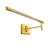 GLOBOSTAR® FRIDA 60459 Μοντέρνο Φωτιστικό Τοίχου - Απλίκα Καθρέπτη Μπάνιου LED 12W 1400lm 120° AC 220-240V IP44 Φυσικό Λευκό 4500K - Lumileds SMD Chip & TÜV SÜD Driver - Χρυσό Βούρτσας - Μ51 x Π25 x Υ10cm - 3 Χρόνια Εγγύηση