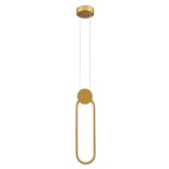 GloboStar® ILDI 61090 Κρεμαστό Φωτιστικό Οροφής Design LED CCT 12W 1440lm 300° AC 220-240V - Εναλλαγή Φωτισμού μέσω Διακόπτη On/Off All In One Ψυχρό 6000k+Φυσικό 4500k+Θερμό 2700k Μ10 x Π2.3 x Υ38cm - Χρυσό Βούρτσας