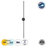 GloboStar® DIADEM 61333 Φωτιστικό Τοίχου - Απλίκα Design LED CCT 18W 2160lm 120° AC 220-240V - Εναλλαγή Φωτισμού μέσω Διακόπτη On/Off All In One Ψυχρό 6000k+Φυσικό 4500k+Θερμό 2700k Μ10 x Π4 x Υ120cm - Μαύρο - 3 Years Warranty