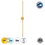 GLOBOSTAR® DIADEM 61334 Μοντέρνο Φωτιστικό Τοίχου - Απλίκα LED 18W 2160lm 120° AC 220-240V IP20 Ρυθμιζόμενο Λευκό CCT με On/Off 2700K/4500K/6000K - Lumileds SMD Chip  - Χρυσό Βούρτσας - Μ10 x Π4 x Υ120cm - 3 Χρόνια Εγγύηση