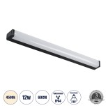GloboStar® RENATA 60440 Μοντέρνο Φωτιστικό Τοίχου - Απλίκα Καθρέπτη Μπάνιου - Πίνακα LED 12W 1400lm 210° AC 220-240V IP44 Μ60 x Π4 x Υ5.5cm - Φυσικό Λευκό 4500K - Μαύρο - 3 Years Warranty