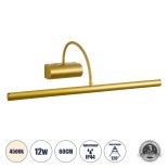 GloboStar® TROIS 60437 Μοντέρνο Φωτιστικό Τοίχου - Απλίκα Καθρέπτη Μπάνιου - Πίνακα LED 12W 1400lm 120° AC 220-240V IP44 Μ60 x Π24 x Υ18cm - Φυσικό Λευκό 4500K - Χρυσό - 3 Years Warranty