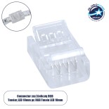 GloboStar® 70687 Ενωτικός Σύνδεσμος για Πολύχρωμη Ταινία LED RGB 10mm 4 PIN σε Πολύχρωμη Ταινία LED RGB 10mm 4 PIN Μ1.9 x Π1.4 x Υ0.7cm Διάφανο