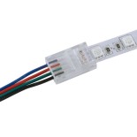 GloboStar® 70688 Ενωτικός Σύνδεσμος για Πολύχρωμη Ταινία LED RGB 10mm 4 PIN σε Καλώδιο Τροφοδοσίας Ατερμάτιστο 4 PIN Μ2.1 x Π1.3 x Υ0.7cm Διάφανο