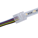 GloboStar® 70690 Ενωτικός Σύνδεσμος για Πολύχρωμη Ταινία LED RGB+CCT 12mm 6 PIN σε Καλώδιο Τροφοδοσίας Ατερμάτιστο 6 PIN Μ2.1 x Π1.6 x Υ0.7cm Διάφανο
