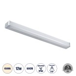 GloboStar® RENATA 60442 Μοντέρνο Φωτιστικό Τοίχου - Απλίκα Καθρέπτη Μπάνιου - Πίνακα LED 12W 1400lm 210° AC 220-240V IP44 Μ60 x Π4 x Υ5.5cm - Φυσικό Λευκό 4500K - Χρώμιο Νίκελ - 3 Years Warranty