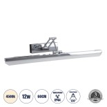 GloboStar® MARA 60447 Μοντέρνο Φωτιστικό Τοίχου - Απλίκα Καθρέπτη Μπάνιου - Πίνακα LED 12W 1400lm 120° AC 220-240V IP44 Μ60 x Π15 x Υ13cm - Φυσικό Λευκό 4500K - Χρώμιο Νίκελ - 3 Years Warranty