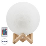 GloboStar® MOON 79620 Μοντέρνο Επιτραπέζιο Φωτιστικό Πορτατίφ LED 6W 360lm 360° DC 5V - Εναλλαγή Φωτισμού μέσω Τηλεχειριστηρίου - Dimmable - RGBW - Φ20 x Υ25 - Λευκό