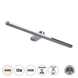 GloboStar® MEGAN 60449 Μοντέρνο Φωτιστικό Τοίχου - Απλίκα Καθρέπτη Μπάνιου - Πίνακα LED 12W 1400lm 120° AC 220-240V IP44 Μ60 x Π12 x Υ4cm - Φυσικό Λευκό 4500K - Χρώμιο Νίκελ - 3 Years Warranty