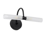 GloboStar® PAOLA 60416 Μοντέρνο Φωτιστικό Τοίχου - Απλίκα Καθρέπτη Μπάνιου - Πίνακα 2 x G9 270° AC 220-240V IP44 Μ31 x Π16 x Υ15cm - Μαύρο - 5 Years Warranty