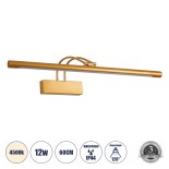 GloboStar® LAURA 60427 Μοντέρνο Φωτιστικό Τοίχου - Απλίκα Καθρέπτη Μπάνιου - Πίνακα LED 12W 1400lm 120° AC 220-240V IP44 Μ60 x Π27 x Υ13cm - Φυσικό Λευκό 4500K - Χάλκινο - 3 Years Warranty