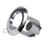 GloboStar® ACIDA 77847 Χωνευτή Στρογγυλή Μεταλλική Βάση Μπετού για Λάμπα R63 με Ντουί E27 AC 220-240V IP20 Φ11 x Υ11cm - Ασημί Νίκελ - 5 Years Warranty