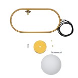 GloboStar® HAMBURG 00590 Μοντέρνο Κρεμαστό Φωτιστικό Μπάλα Μονόφωτο 1 x G9 IP20 Χρυσό Μέταλλο με Λευκό Γυαλί - Μ20 x Π15 x Υ40cm