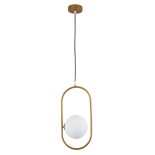GloboStar® HAMBURG 00590 Μοντέρνο Κρεμαστό Φωτιστικό Μπάλα Μονόφωτο 1 x G9 IP20 Χρυσό Μέταλλο με Λευκό Γυαλί - Μ20 x Π15 x Υ40cm