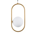 GloboStar® HAMBURG 00590 Μοντέρνο Κρεμαστό Φωτιστικό Μπάλα Μονόφωτο 1 x G9 IP20 Χρυσό Μέταλλο με Λευκό Γυαλί - Μ20 x Π15 x Υ40cm