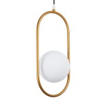 GloboStar® HAMBURG 00590 Μοντέρνο Κρεμαστό Φωτιστικό Μπάλα Μονόφωτο 1 x G9 IP20 Χρυσό Μέταλλο με Λευκό Γυαλί - Μ20 x Π15 x Υ40cm