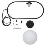 GLOBOSTAR® HAMBURG 00591 Μοντέρνο Κρεμαστό Φωτιστικό Οροφής με Ντουί 1 x E14 AC 220-240V IP20 - Μαύρο & Λευκό - Μ25 x Π20 x Υ50cm