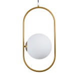 GLOBOSTAR® HAMBURG 00592 Μοντέρνο Κρεμαστό Φωτιστικό Οροφής με Ντουί 1 x E14 AC 220-240V IP20 - Χρυσό & Λευκό - Μ25 x Π20 x Υ50cm