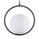 GloboStar® MADRID 00931 Μοντέρνο Κρεμαστό Φωτιστικό Μπάλα Μονόφωτο 1 x E27 IP20 Μαύρο Μέταλλο με Λευκό Γυαλί - Μ30 x Π20 x Υ30cm