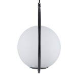 GloboStar® MADRID 00931 Μοντέρνο Κρεμαστό Φωτιστικό Μπάλα Μονόφωτο 1 x E27 IP20 Μαύρο Μέταλλο με Λευκό Γυαλί - Μ30 x Π20 x Υ30cm
