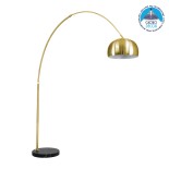 GloboStar® PRAGUE 00992 Μοντέρνο Επιδαπέδιο Φωτιστικό Μονόφωτο 1 x E27 IP20 Χρυσό Αλουμίνιο με Μαύρο Μάρμαρο - Μ210 x Π45 x Υ220cm
