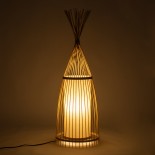 GloboStar® AZORES 01753 Boho Επιδαπέδιο Φωτιστικό Μονόφωτο 1 x E27 IP20 Μπεζ Ξύλο - Μ30 x Π30 x Υ90cm