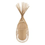 GloboStar® AZORES 01753 Boho Επιδαπέδιο Φωτιστικό Μονόφωτο 1 x E27 IP20 Μπεζ Ξύλο - Μ30 x Π30 x Υ90cm