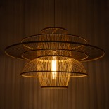 GLOBOSTAR® BALI 01758 Boho Κρεμαστό Φωτιστικό Οροφής με Ντουί 1 x E27 AC 220-240V IP20 - Μπεζ - Μ100 x Π100 x Υ60cm
