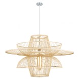 GLOBOSTAR® BALI 01758 Boho Κρεμαστό Φωτιστικό Οροφής με Ντουί 1 x E27 AC 220-240V IP20 - Μπεζ - Μ100 x Π100 x Υ60cm