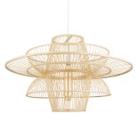 GLOBOSTAR® BALI 01758 Boho Κρεμαστό Φωτιστικό Οροφής με Ντουί 1 x E27 AC 220-240V IP20 - Μπεζ - Μ100 x Π100 x Υ60cm